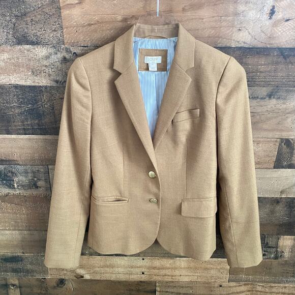 J. Crew Factory Wool Blend Blazer Camel Women's Size 00 - Picture 5 of 6